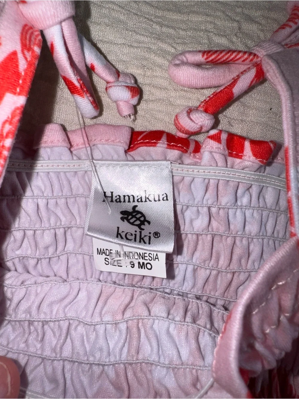 Hamakua Keiki Ohia Print Pink & Red Floral Baby Romper